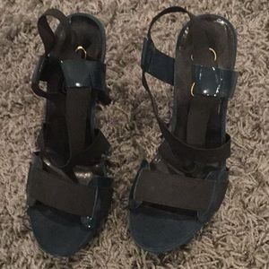 Jessica Simpson teal and black heels.